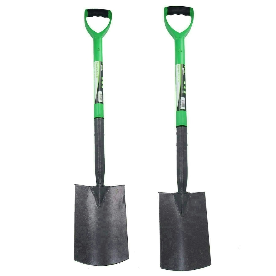 image 1 of Garden Gardening Digging Spade + Border Spade Carbon Steel Blades 2pc Set