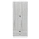 image 5 of 2-Door 2-Drawer Wardrobe with Storage Shelf, and Hanging Space - 180x75x46cm | White | White & Ash Grey | 1