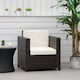 image 7 of Outsunny Garden Patio Rattan Wicker Furniture Single Cube Chair Sofa Outdoor Black