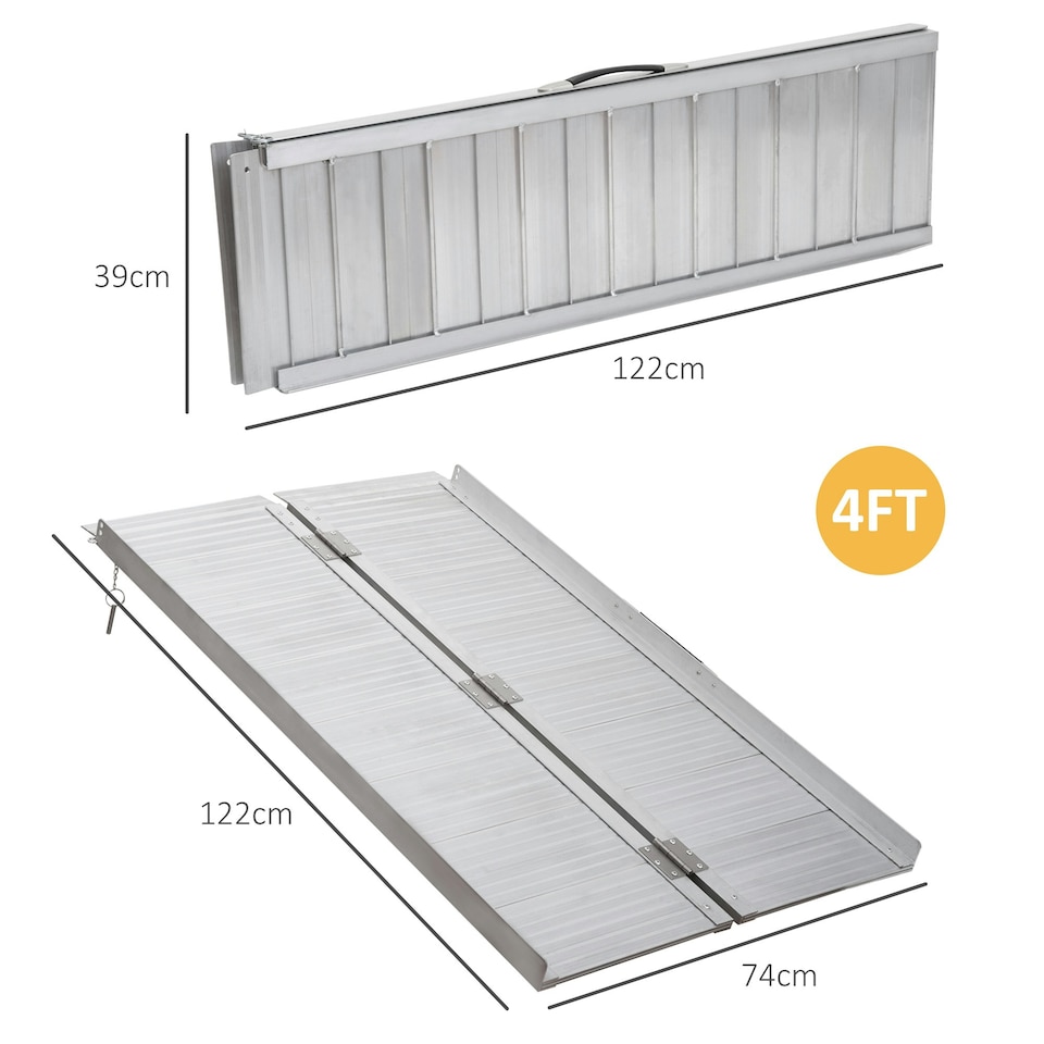 image 1 of HOMCOM 4ft Aluminium Folding Wheelchair Ramp Equipment Mobility Suitcase