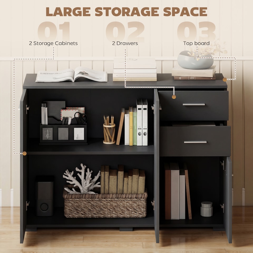 image 1 of HOMCOM Modern Sideboard Kitchen Storage Cabinet