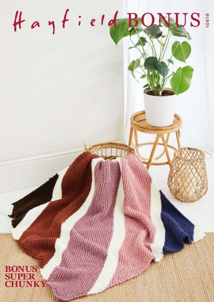 Hayfield Bonus Super Chunky Knitting Pattern 10619, Blankets - One Size - Easy
