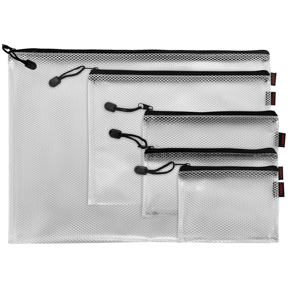 image 1 of Pack of 5 Premium Assorted Sizes Black Zip Mesh Bags by Janrax