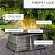 image 6 of Outsunny 7 Pieces PE Rattan Garden Furniture Set, 50,000 BTU Gas Fire Pit Table, Double Corner Sofa and 3 Footstools, 6 Seater Furniture Sofa Sets with Cushions for Conservatory, Grey