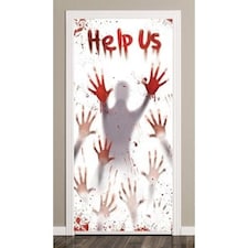 Halloween Bloody Help Us Scary Door Cover