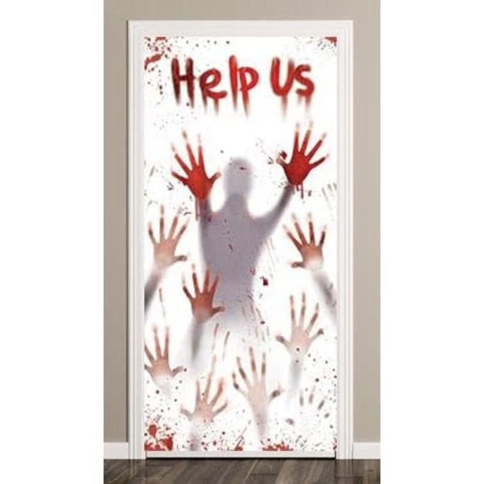 Halloween Bloody Help Us Scary Door Cover