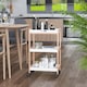 image 2 of HOMCOM 3-Tier Mobile Kitchen Trolley Cart Storage Shelves Rack Rolling Wheels White 46 x 35 x 74.5 cm