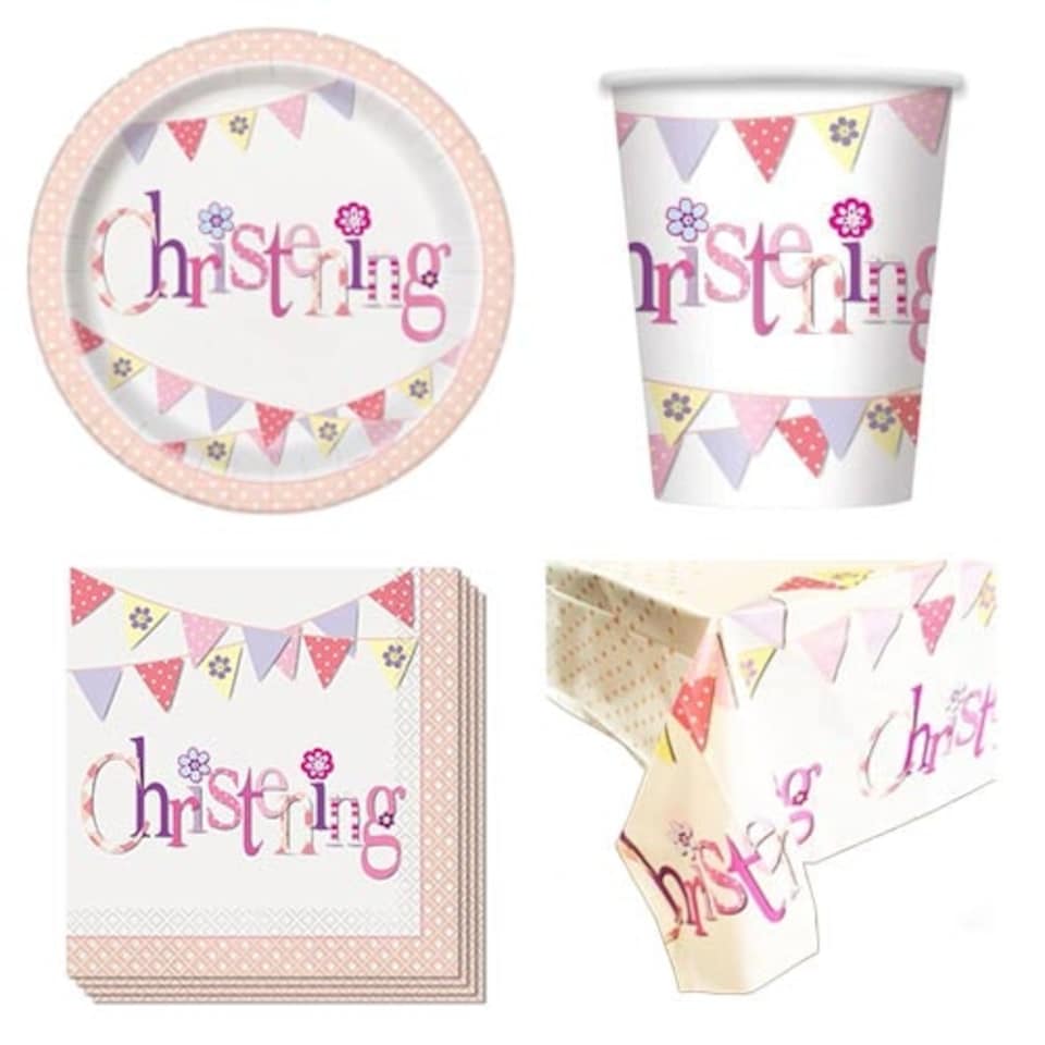 Christening Pink Theme 8 Person Value Party Pack