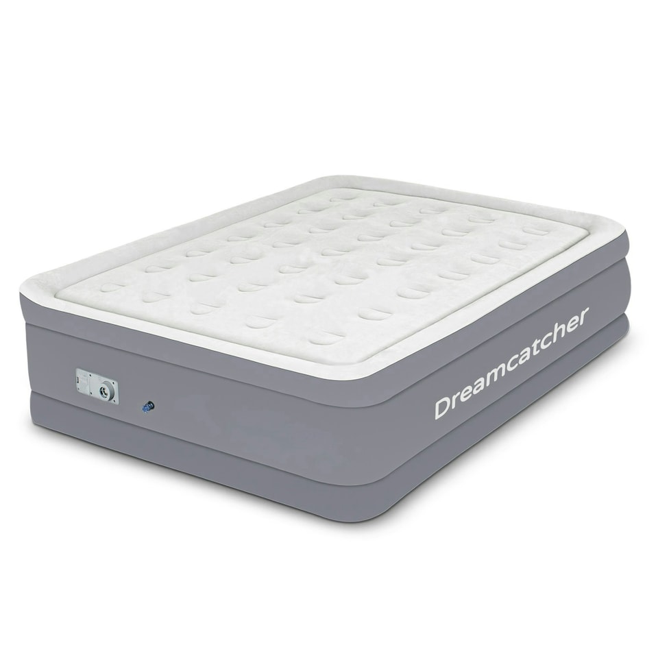 image 1 of Dreamcatcher Double Inflatable Blow Up Mattress Air Bed Integrated built-in pump Grey
