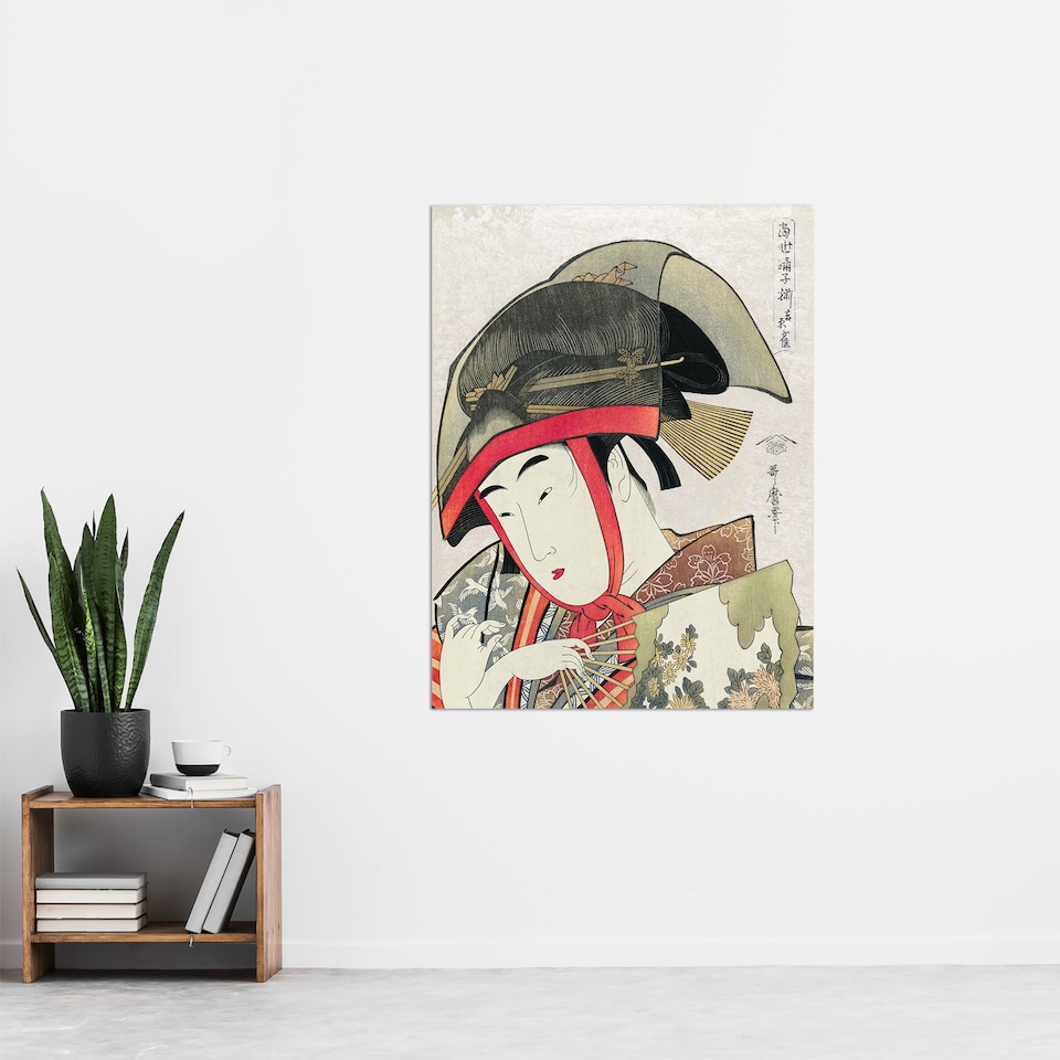 image 1 of Woman Dancer With Fan Vintage Japan Wall Art Print Kitagawa 24x32"