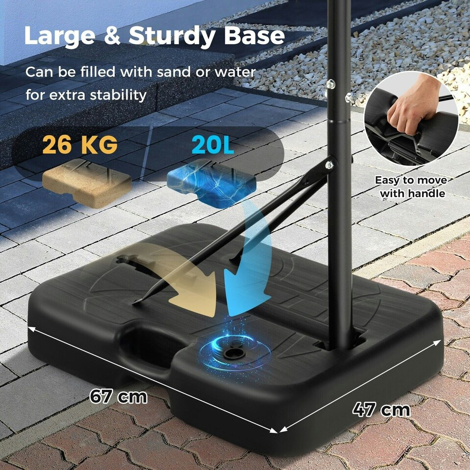 image 1 of COSTWAY Height Adjustable Basketball Hoop Basketball Goal System Brown | Standard