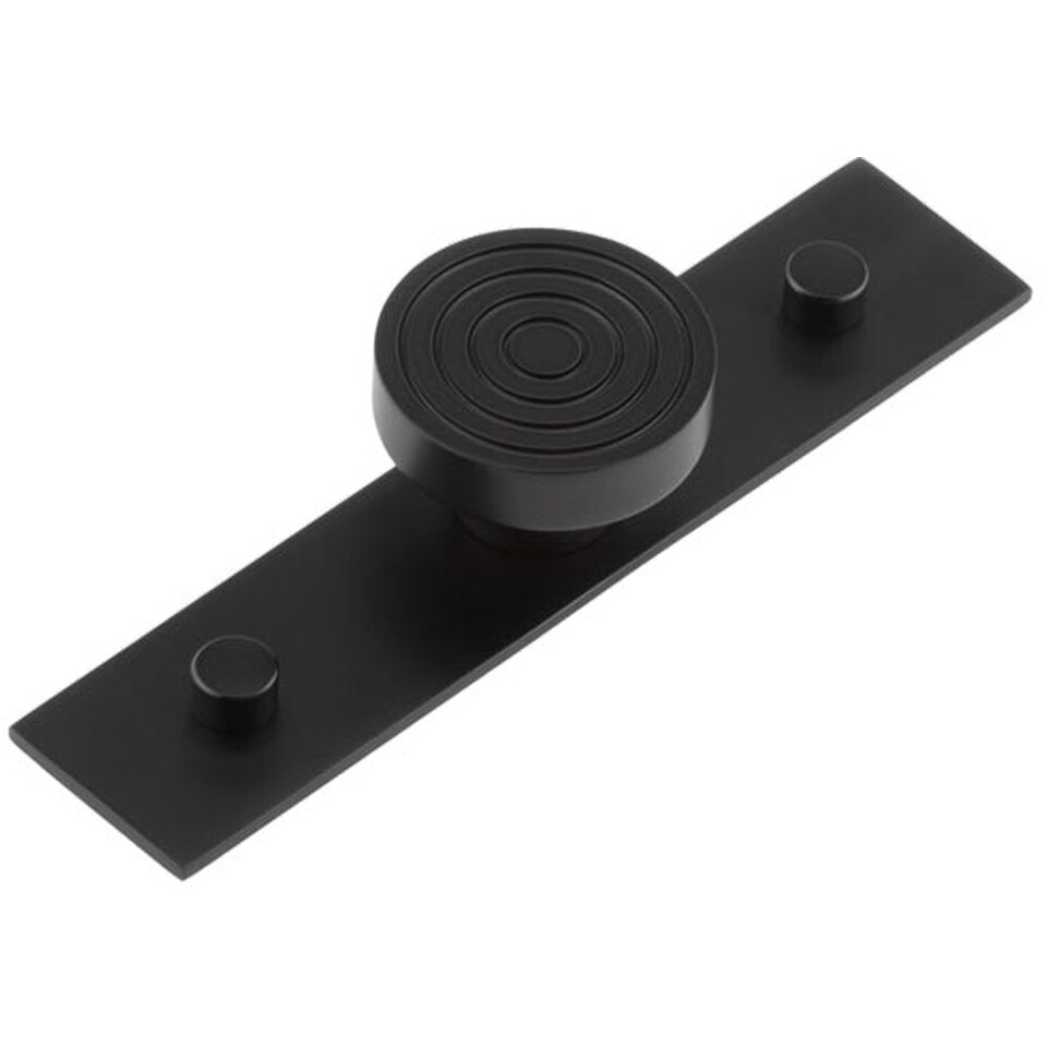 image 1 of Elegant Solid Brass Cupboard Knob with Plain Backplate in Black - Kitchen Cabinet Knob