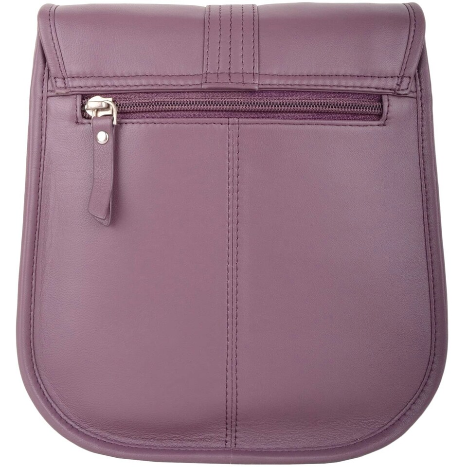 image 1 of Genuine Soft Leather Sadle Bag Style Crossbody Shoulder Handbag Purple | Grape