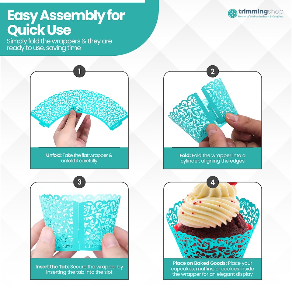 image 1 of Cupcake Wrappers Laser Cut Floral Design Paper Cup Holders - 25pcs