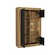 image 7 of Display Cabinet Sideboard Storage Unit Oak Matt Body Black Matt Doors Glass Shelves Modern Cupboard 140cm