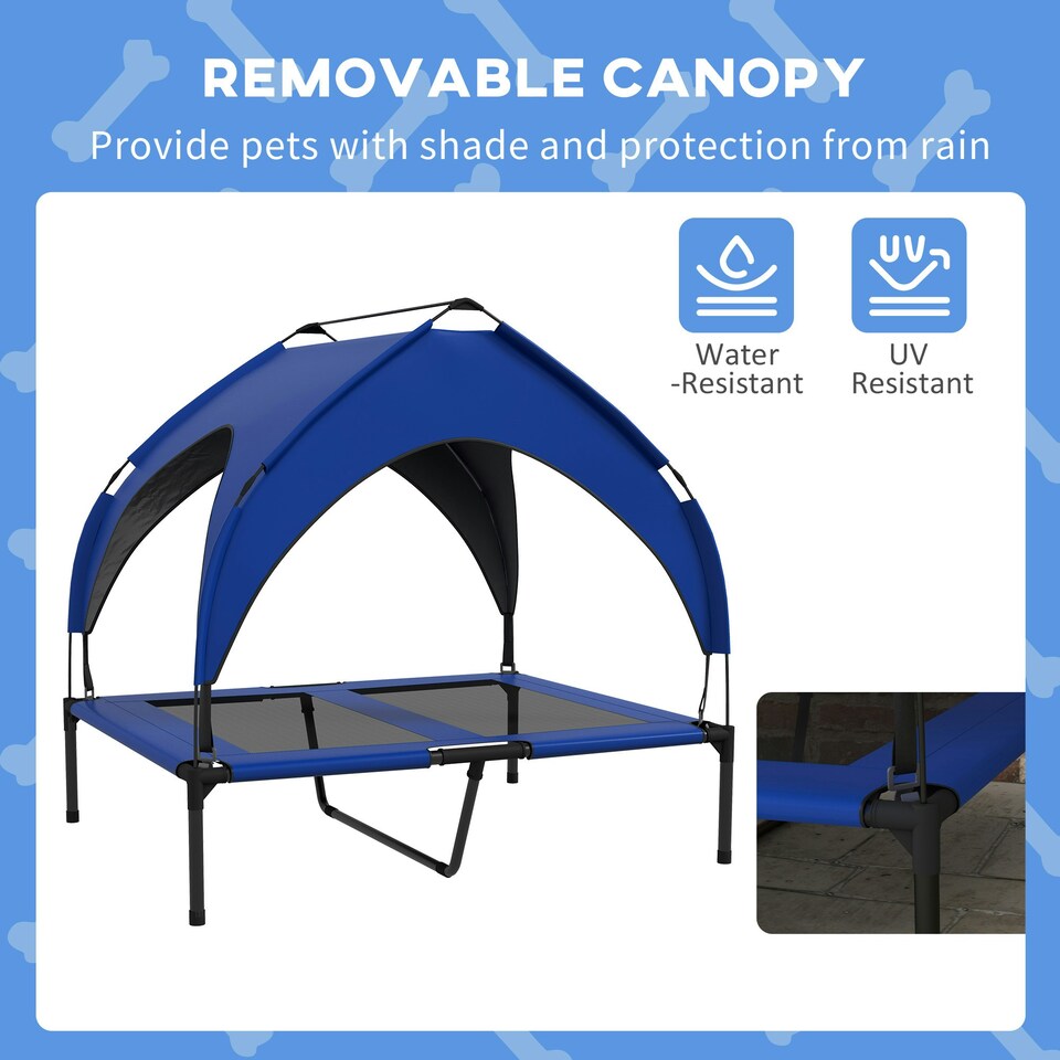 image 1 of PawHut Cooling Raised Dog Bed w/ Breathable Mesh, for M, L Dogs - Dark Blue