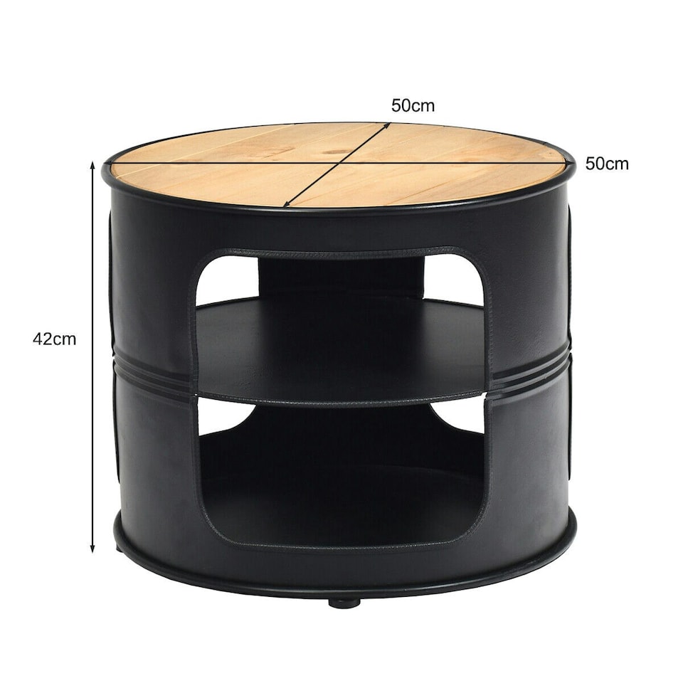 image 1 of COSTWAY 3-Tier Round End Table Coffee Snack Table Black
