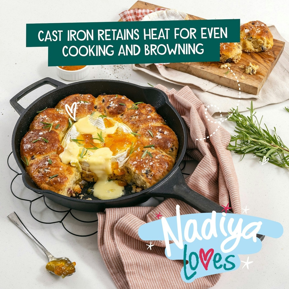 image 1 of Prestige Cast Iron Skillet Frying Pan - Pouring Lips, Induction Oven Safe - 25cm