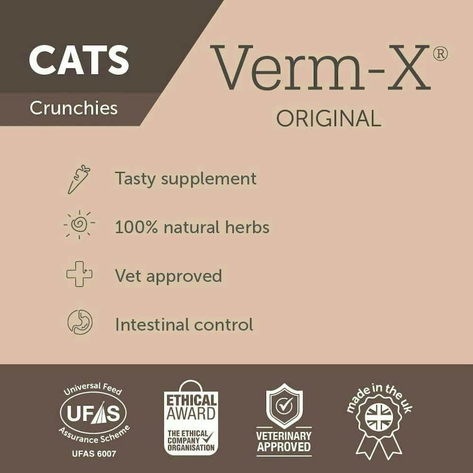 image 1 of Verm-X 100% Natural Treats for Cats. Restores and Maintains Gut Vitality. Wormwood Free Recipe.