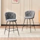image 5 of SONARA Set of 2 Blended Woven Fabric Counter Height Bar Stools with Backrest | Grey