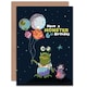 image 1 of Space Balloon Monster Age 6 Year Old Child Kids 6th Birthday Card