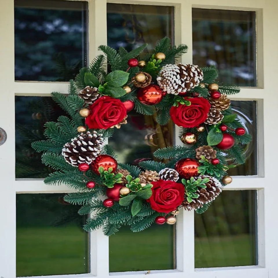image 1 of Brockham Rose Wreath 55cm