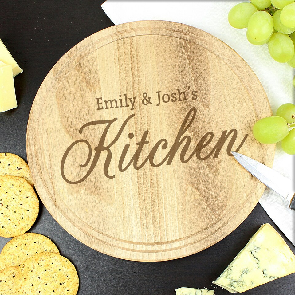 image 1 of Personalised Kitchen Round Chopping Board Brown