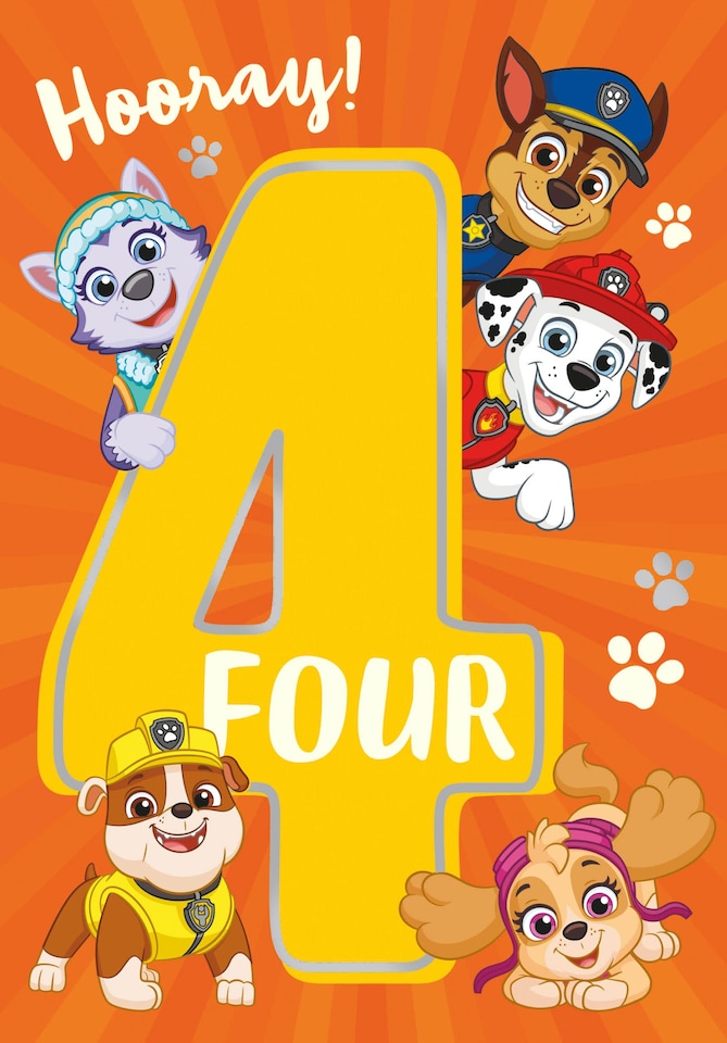 image 1 of Paw Patrol Age 4 Birthday Card