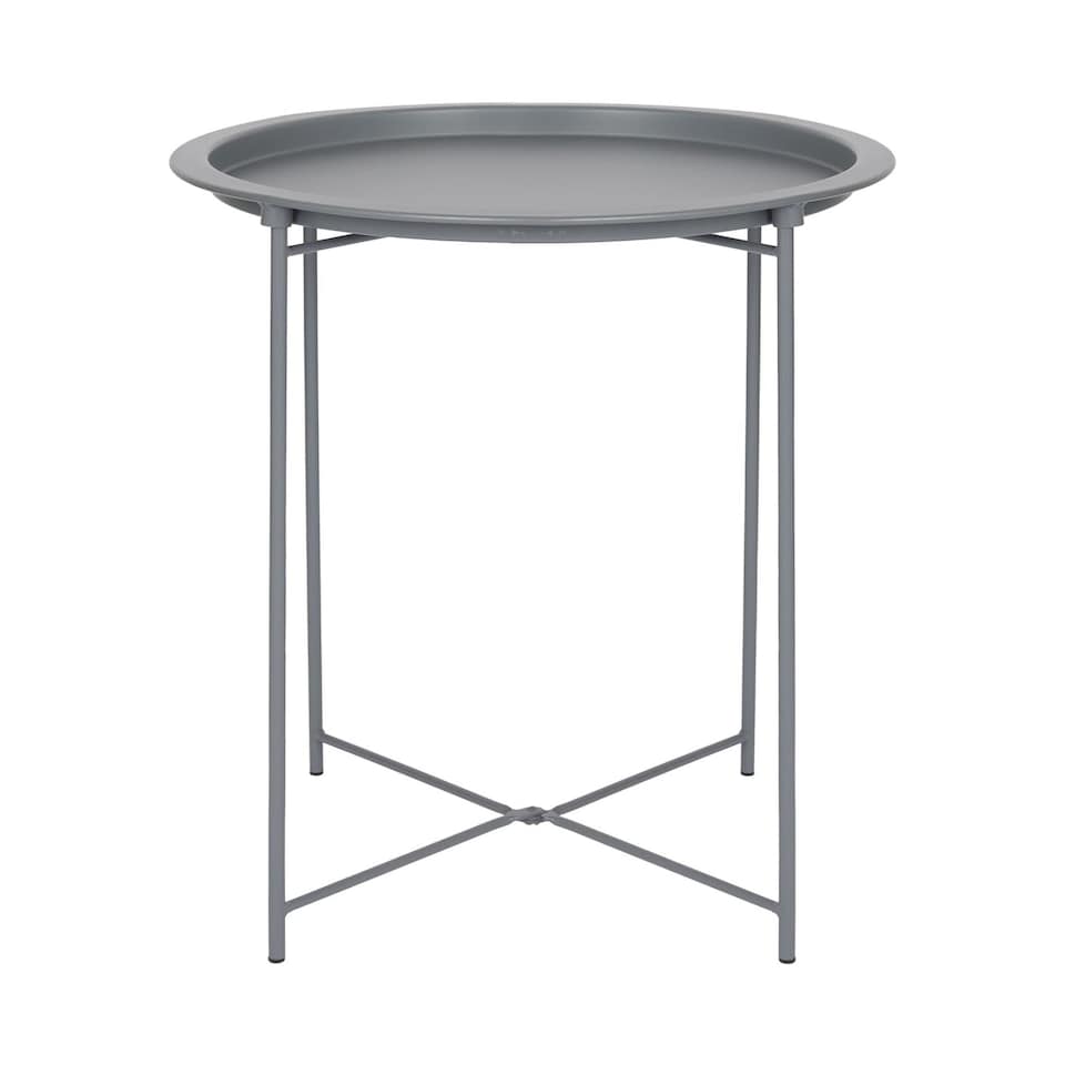 image 1 of Harbour Housewares Round Steel Tray Table - Matt Grey