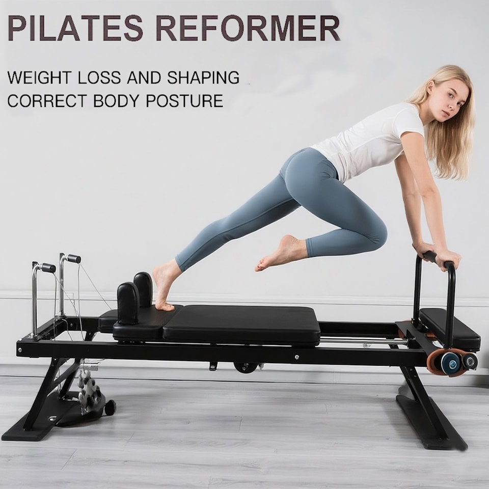 image 1 of Gr8 Home Pilates Reformer Stretch Machine Folding Home Gym Equipment Body Sculpting Board