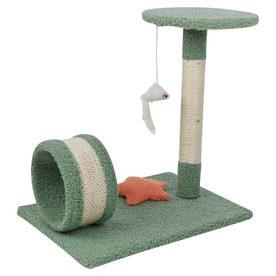 image 1 of Cat Scratch Tree On Stand With Hanging Mouse Claw Scratcher Play Toy - Seconds