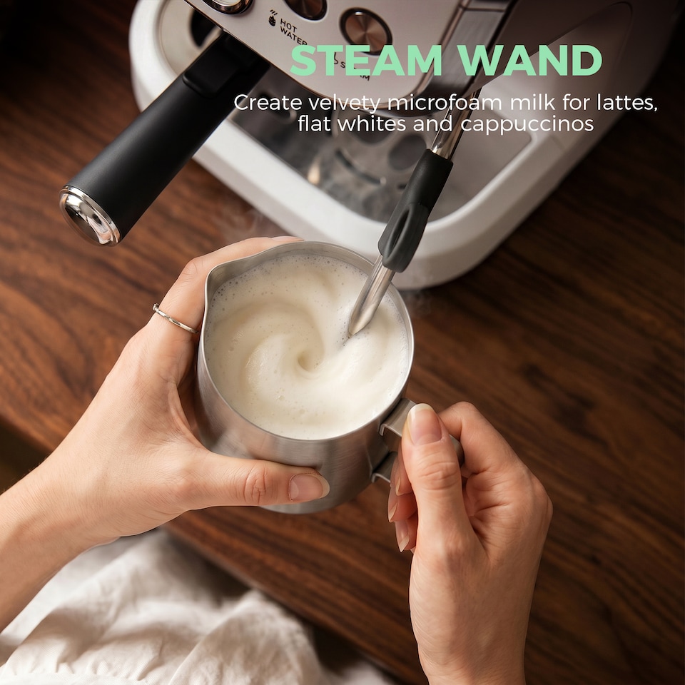 image 1 of HOMCOM Espresso Machine, Bean Grinder & Steam Wand, 15 Bar Pressure