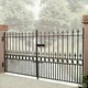 image 1 of Balmoral Premium Spear Top Low Double Driveway Gate - Steel - Fits Gap 2743 mm x 1168 mm High - Electro Galv./Black Powder Coated Black