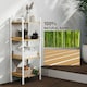 image 7 of HOMCOM 4-Tier Bamboo Bathroom Shelf with Adjustable Rack, Natural, White