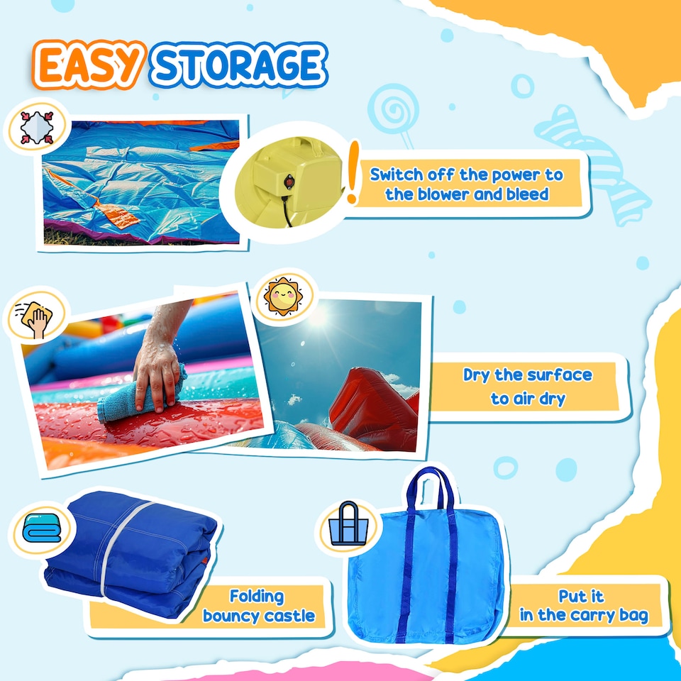 image 1 of Outsunny Bouncy Castle w Slide Water Pool Trampoline, Blower 3.6 x 1.75 x 1.8m