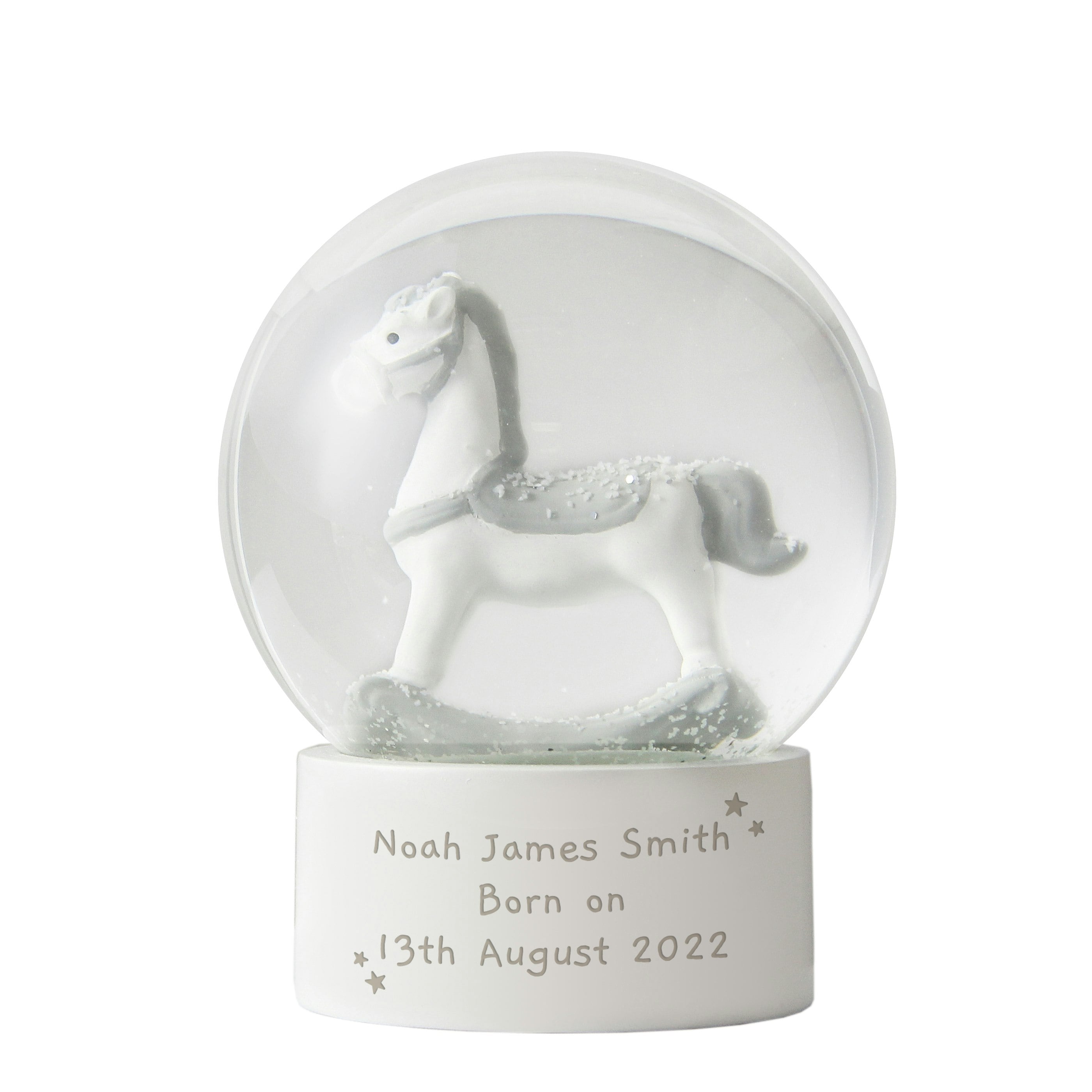 Personalised Rocking Horse Glitter Snow Globe - One Size / Clear