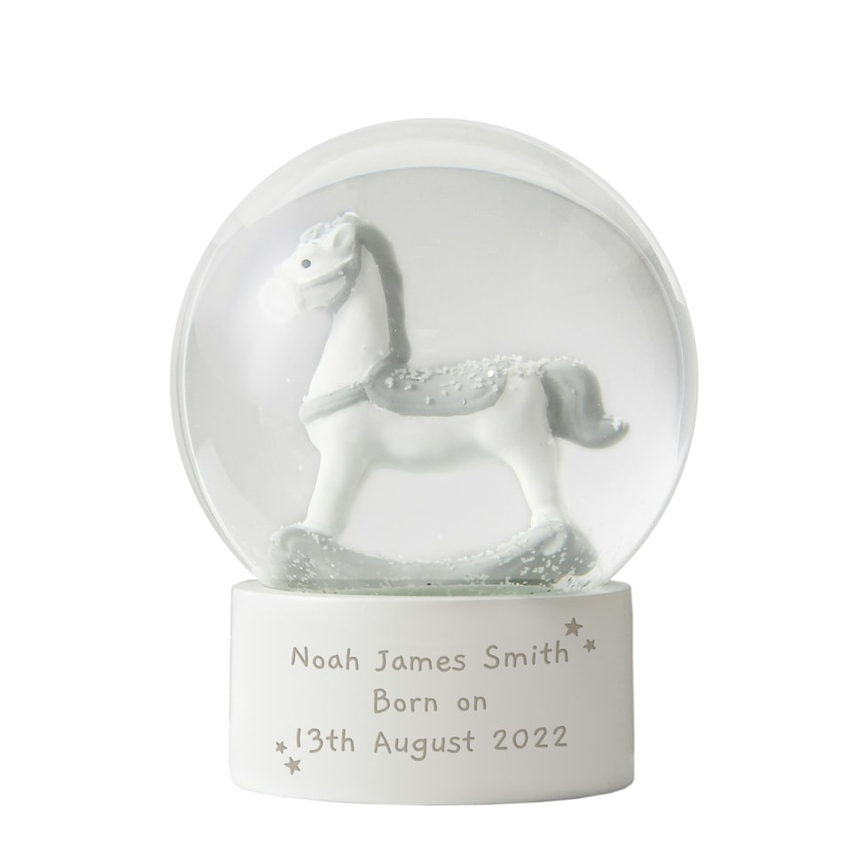 image 1 of Personalised Rocking Horse Glitter Snow Globe