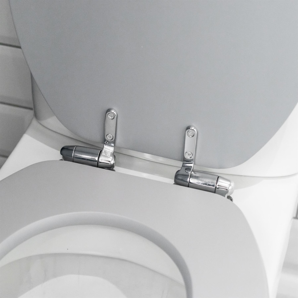 image 1 of Harbour Housewares Wooden Soft Close Toilet Seat - Grey | Grey | Grey