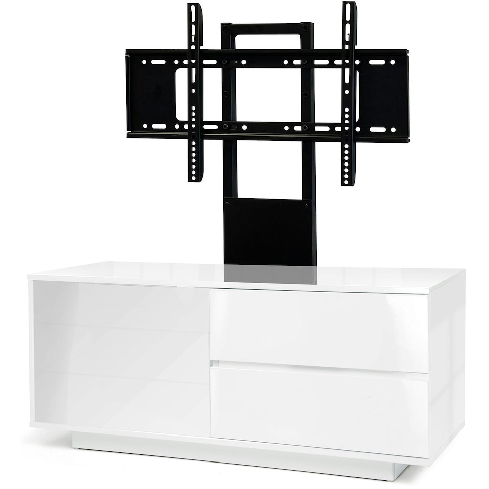 image 1 of Centurion Supports Gallus Ultra Gloss White with 2-White Drawers and White Door 32"-55" LED/LCD/Plasma Cabinet TV Stand with Mounting Arm