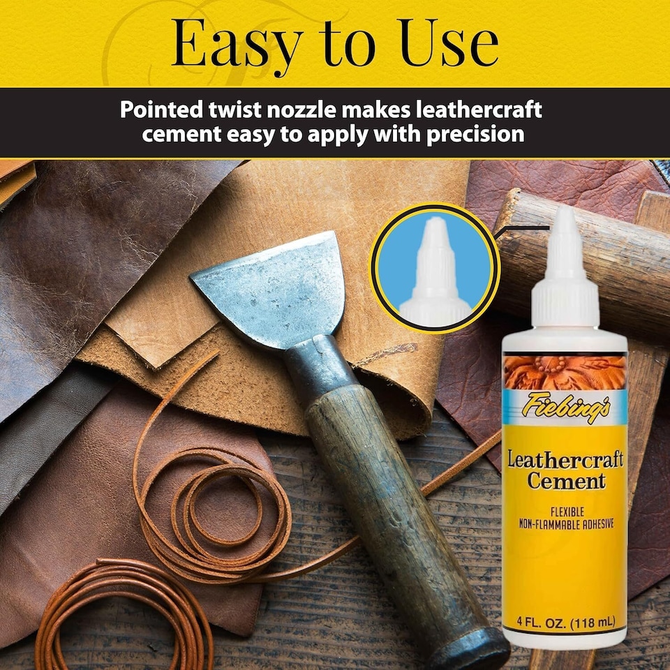 image 1 of Fiebing's Leathercraft Cement - Professional Adhesive for Leather Bonding 4oz | Clear