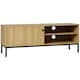 image 1 of HOMCOM TV Stand Cabinet with Sliding Door for Living Room Natural