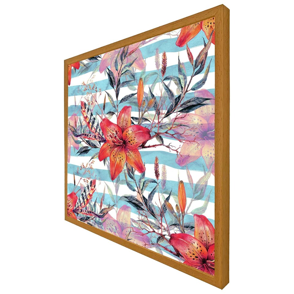 image 1 of Bouquet of watercolour tiger lilies (Picutre Frame) Grey | XS