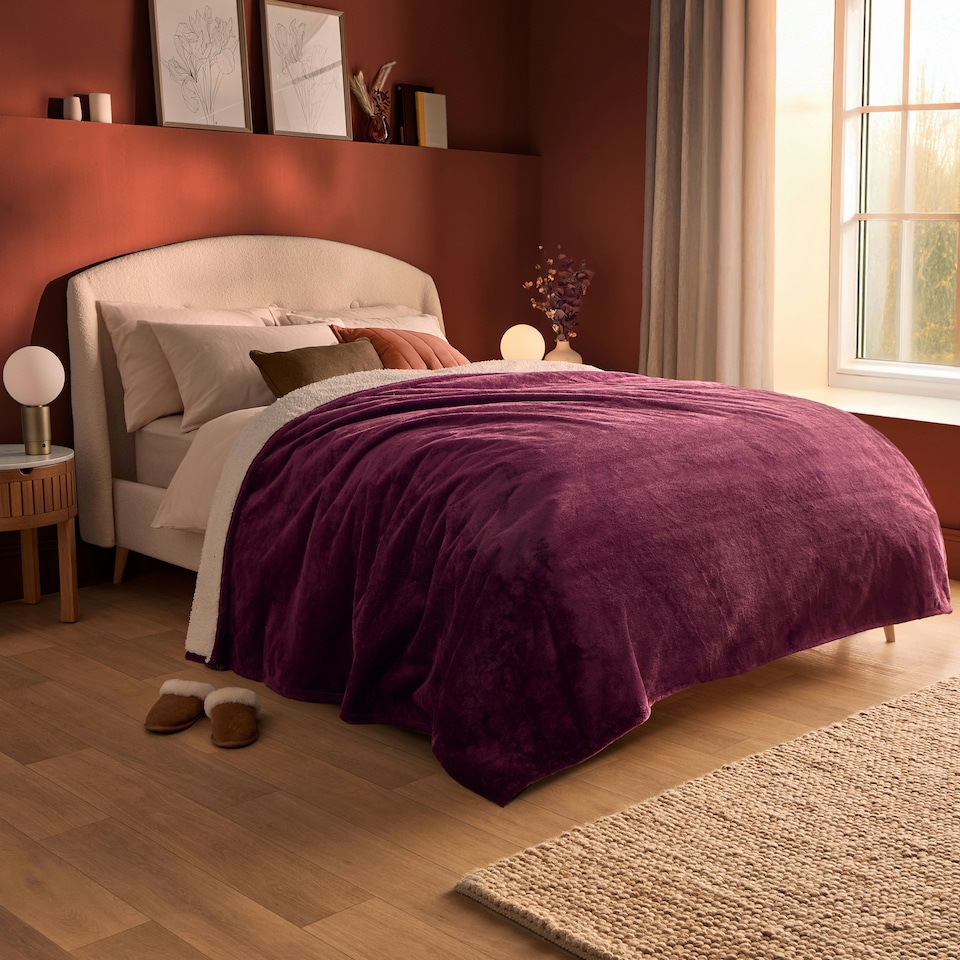 image 1 of Silentnight Heat Genie Self Heating Giant Blanket Purple | Berry