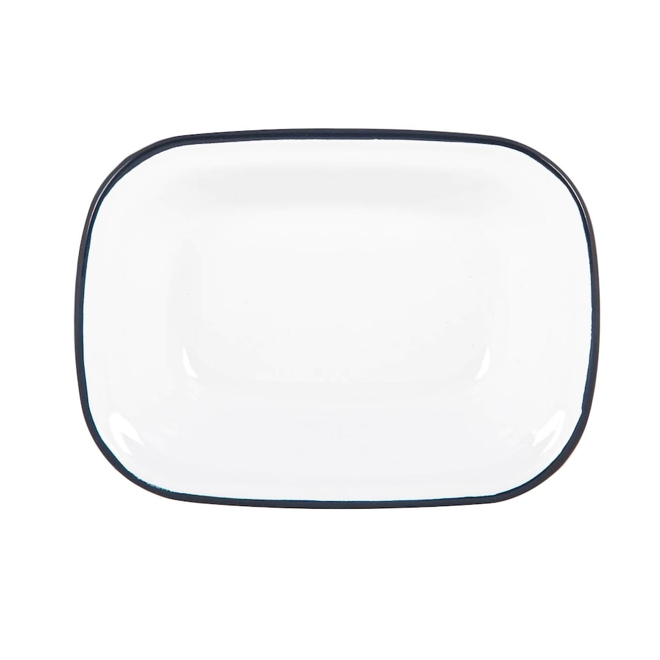 image 1 of Argon Tableware White Enamel Pie Dishes - 20cm - Navy - Pack of 2