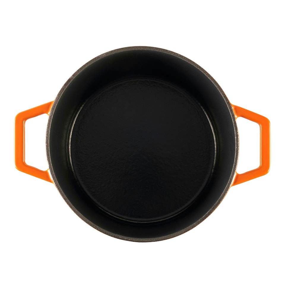 image 1 of Cooks Professional Cast Iron Casserole 20cm | 2.8L Capacity | Enamelled Inside & Out | Graduated Orange
