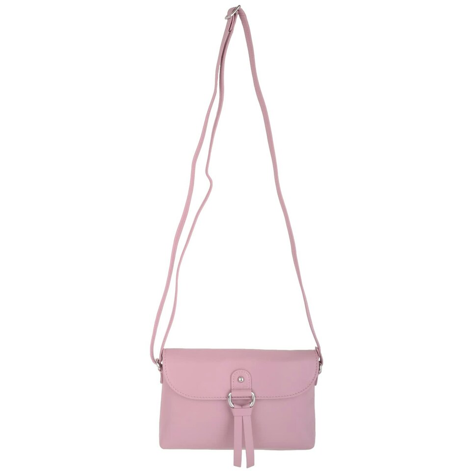image 1 of Premium Soft Genuine Leather Cross Body Shoulder Bag, Tassel Detail Pink | Blush