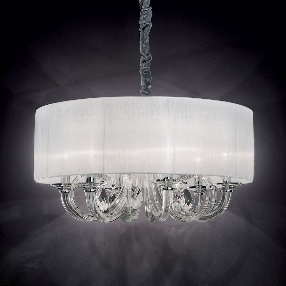image 1 of Swan 3 Light Multi Arm Ceiling Pendant Chrome, Glass Three, E14