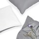 image 2 of OHS Plain Reversible Soft Microfibre Duvet Cover and Pillowcase Set, Single - Grey/White