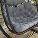 image 9 of Outsunny Outdoor PE Rattan 2 Seaters Swing Chair with Thick Padded Cushion, Patio Hanging Egg Chair with Metal Stand, Headrest, for Indoor and Outdoor, Black