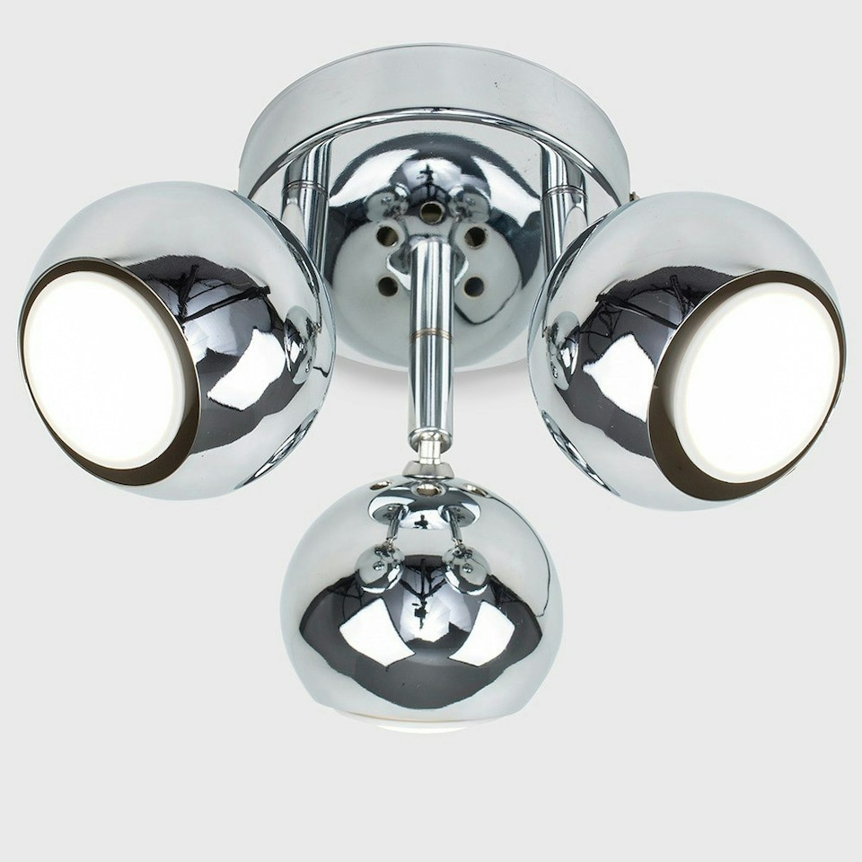 image 1 of ValueLights Retro Eyeball Polished Silver Spotlight and GU10 Spotlight LED 5W Cool White 6500K Bulb